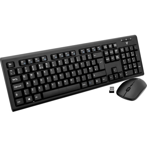 V7 Keyboard & Mouse - USB Wireless RF - English (UK) - Keyboard/Keypad Color: Black - USB Wireless RF - Optical - 1600 dpi