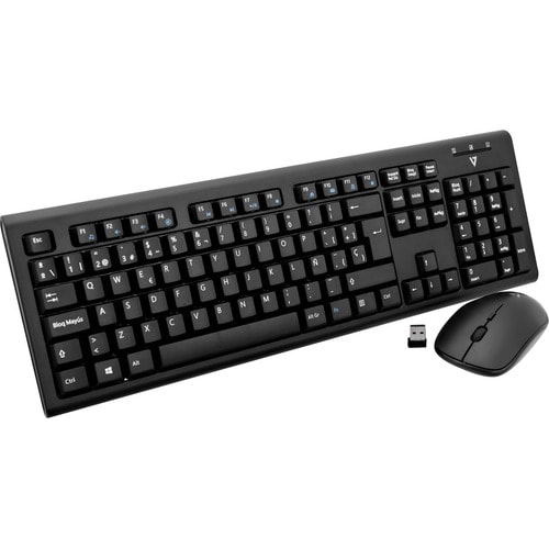 Kit (combo) teclado + ratón Inalámbrico, layout Castellano / QUERTY ES, negro, 2.4Ghz, nanoreceptor que conecta el teclado