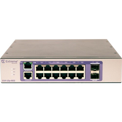 Extreme Networks 210 210-12p-GE2 12 Anschlüsse Verwaltbar Ethernet-Switch - 3 Unterstützte Netzwerkschicht - Modular - 2 S