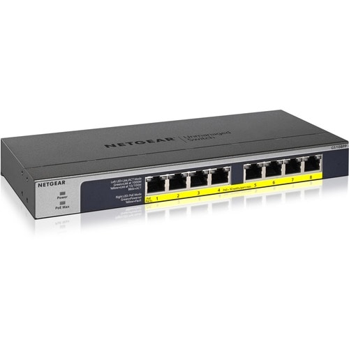 Commutateur Ethernet Netgear GS108PP 8 Ports - 2 Couche supportée - Paire torsadée
