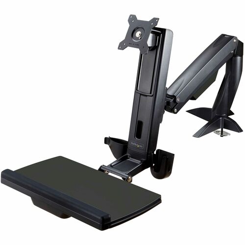 StarTech.com Sit Stand Monitor Arm - Desk Mount Sit-Stand Workstation up to 34 inch VESA Display - Standing Desk Converter