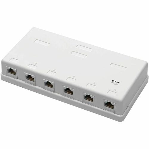 Eaton Tripp Lite Series Pre-Configured Unshielded Cat6 6-Port Surface-Mount Box, 110 IDC, RJ45, White - White - Acrylonitr