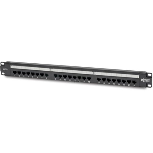 Tripp Lite Cat6 24-Port Patch Panel PoE+ Compliant 110/Krone 568A/B RJ45 Ethernet 1U Rack-Mount TAA - 24 Port(s) - 24 x RJ