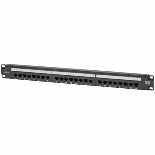 Eaton Tripp Lite Series 24-Port Cat6 Patch Panel - 4PPoE Compliant, 110/Krone, 568A/B, RJ45 Ethernet, 1U Rack-Mount, Black