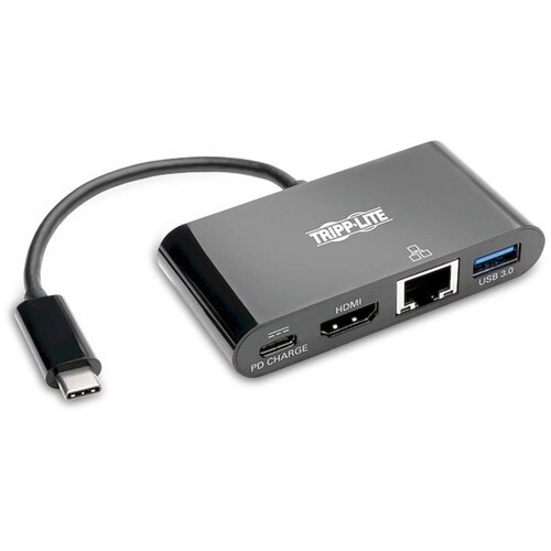 Tripp Lite USB C to HDMI Multiport Adapter Docking Station 4K, Thunderbolt 3 Compatible, USB Type C to HDMI Black, USB-C, 