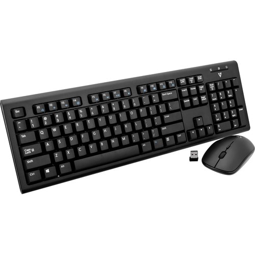V7 Keyboard & Mouse - English (US) - 1 Pack - USB Wireless RF - Keyboard/Keypad Color: Black - USB Wireless RF - Optical -
