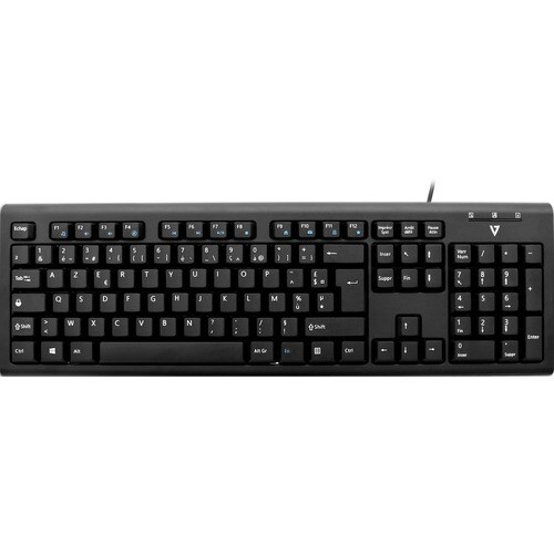 V7 KU200FR Keyboard - Cable Connectivity - USB Interface - French - Black - Internet, Email, Volume Control Hot Key(s)