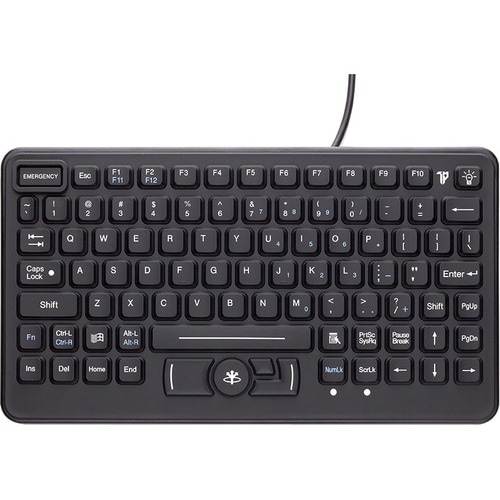 Gamber-Johnson Keyboard - Cable Connectivity - USB Interface - Black - Emergency Hot Key(s) - Computer - Mac, PC