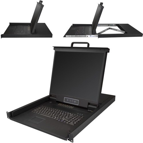 StarTech.com 16 Port Rackmount KVM Console w/ Cables - Integrated KVM Switch w/ 19"" LCD - 1U LCD KVM Drawer 50000 MTBF - 