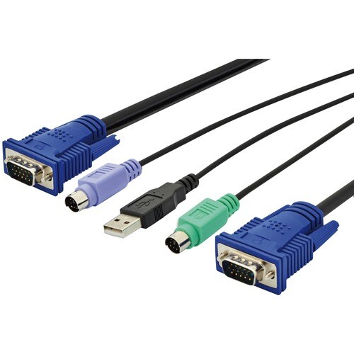 Digitus 3 m KVM-Kabel für Tastatur/Maus, Videogerät, KVM-Umschalter - Zweiter Anschluss: 1 x 15-pin HD-15 - Male - Schwarz