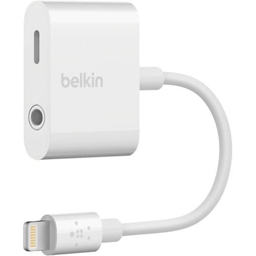 Belkin Rockstar Lightning/Mini-phone Audio/Power/Data Transfer Cable - 1 Each - Cable for Headphone, Speaker, Microphone, 
