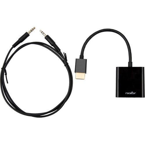 Rocstor Premium HDMI to VGA + 3.5mm Audio Adapter - 3" HDMI/Mini-phone/VGA A/V Cable for Projector, Monitor, Desktop Compu