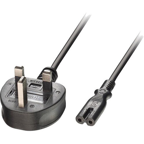 LINDY Standard Power Cord - 1 m - United Kingdom - For TV Box - Figure 8 C7 / UK Plug - 230 V AC - Black
