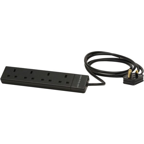 LINDY Power Strip - 4 x BS 1363/A - 2 m Cord - 13 A Current - 230 V AC Voltage - 3 kW - Wall Mountable - Black