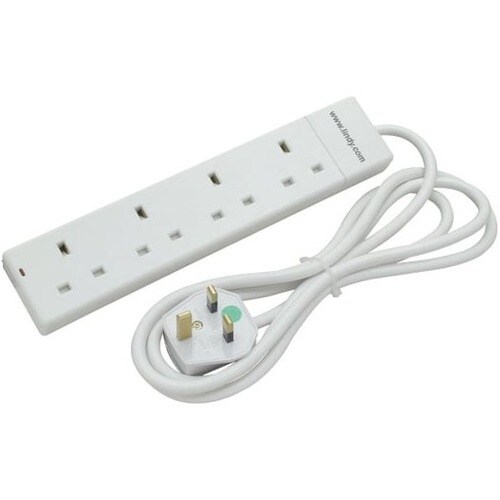 LINDY Power Strip - UK Plug - 4 x BS 1363/A - 2 m Cord - 13 A Current - 230 V AC Voltage - 3 kW - White