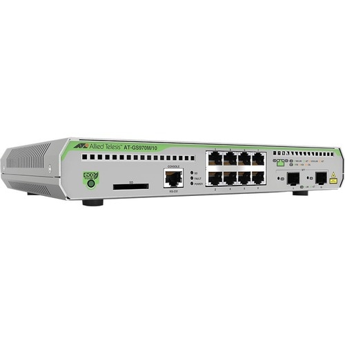 Allied Telesis CentreCOM GS970M AT-GS970M/10PS 8 Ports Manageable Layer 3 Switch - 3 Layer Supported - Modular - 2 SFP Slo