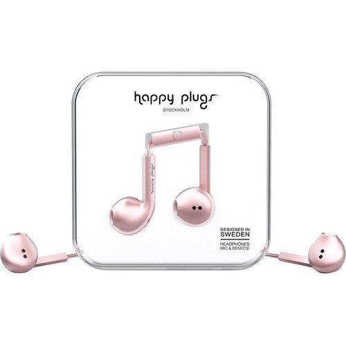 Happy Plugs Deluxe Wired Earbud Stereo Earset - Pink Gold - Binaural - Outer-ear - 32 Ohm - 20 Hz to 20 kHz