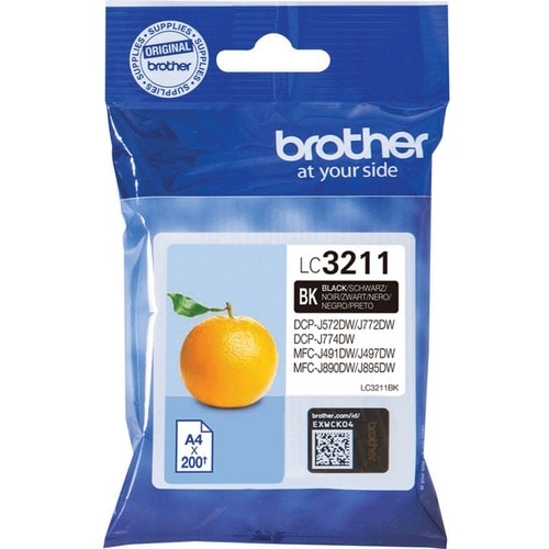 Brother LC3211BK Original Standard Yield Inkjet Ink Cartridge - Single Pack - Black - 1 Pack - 200 Pages