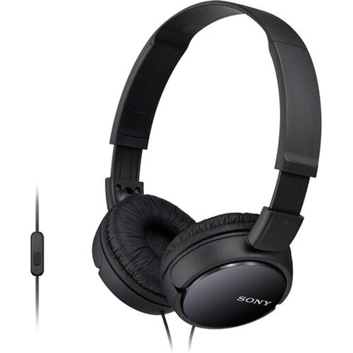 Sony MDR-ZX110AP Wired Over-the-head Stereo Headset - Black - Binaural - Supra-aural - 24 Ohm - 12 Hz to 22 kHz - 120.1 cm