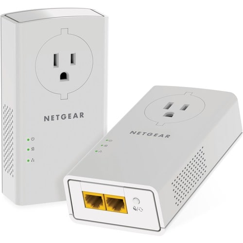NETGEAR Powerline 2000 + Extra Outlet, PLP2000 - 2 - 2 x Network (RJ-45) - 2000 Mbit/s Powerline - HomePlug AV2 - Gigabit 