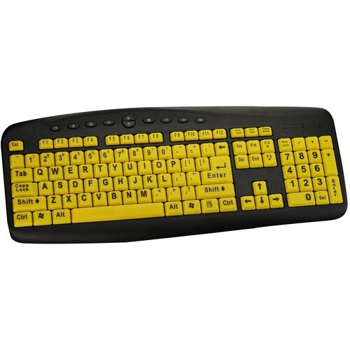 High Visibility Large Print Soft Touch Keyboard, 104 Key, USB - Cable Connectivity - USB Interface - 104 Key Multimedia Ho