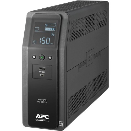 APC by Schneider Electric Back-UPS Pro BR1500MS 1.5KVA Tower UPS - Tower - 16 Hour Recharge - 120 V AC Input - 120 V AC Ou