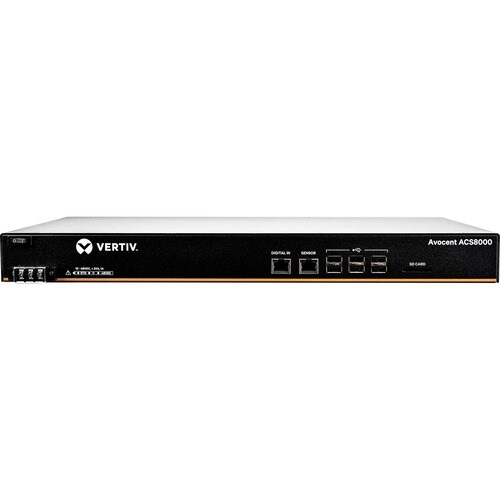Avocent 8-Port ACS 8000 with single DC Power Supply - ACS8008SDC-400 - 1 GB - DDR3 SDRAM - Twisted Pair, Optical Fiber - 2