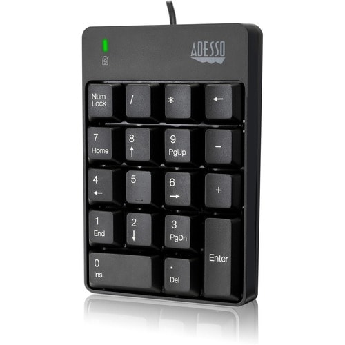 Adesso USB Spill Resistant 18-Key Numeric Keypad - Cable Connectivity - USB Interface - 18 Key - English (US) - Windows - 