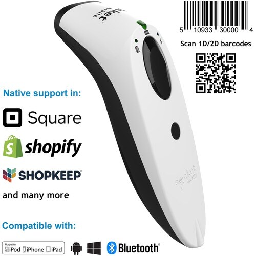 SocketScan® S740, 1D/2D Imager Barcode Scanner, White - S740, 1D/2D Imager Bluetooth Barcode Scanner, White
