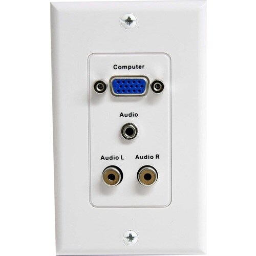 StarTech.com 15-Pin Female VGA Wall Plate with 3.5mm and RCA - White - 1-gang - White - 1 x Mini-phone Port(s) - 1 x RCA P