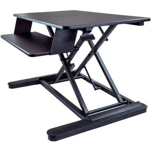 StarTech.com Sit Stand Desk Converter - Keyboard Tray - Height Adjustable Ergonomic Desktop/Tabletop Standing Desk - Large