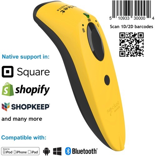 Socket Mobile SocketScan S740 Handheld Barcode Scanner - Wireless Connectivity - Yellow - 1D, 2D - Imager - Bluetooth