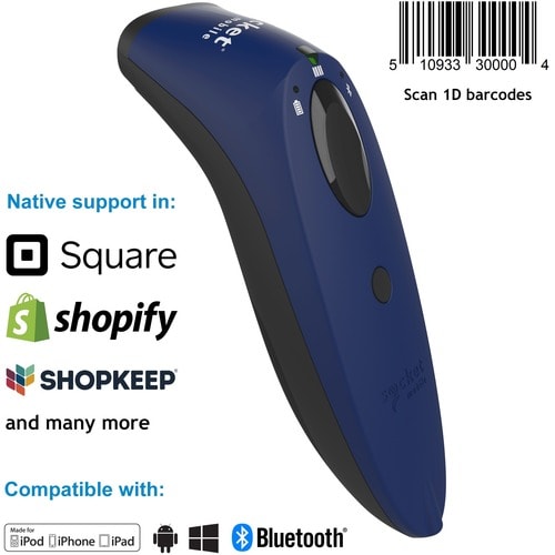 Socket Mobile SocketScan S730 Handheld Barcode Scanner - Wireless Connectivity - Blue - 1D - Laser - Bluetooth