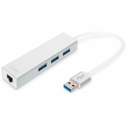 Digitus USB/Ethernet-Hub - USB Typ-A - Notebook, Drucker, Festplatte, Flash-Laufwerk, Kartenleser, Lautsprecher, Desktop, 