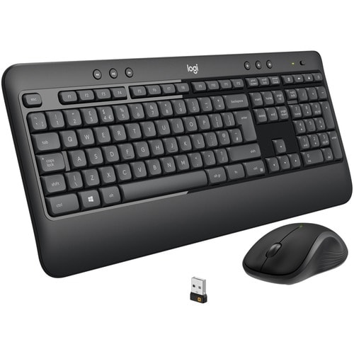 Logitech MK540 Wireless Keyboard Mouse Combo - USB Wireless RF Keyboard - Black - USB Wireless RF Mouse - Optical - 1000 d