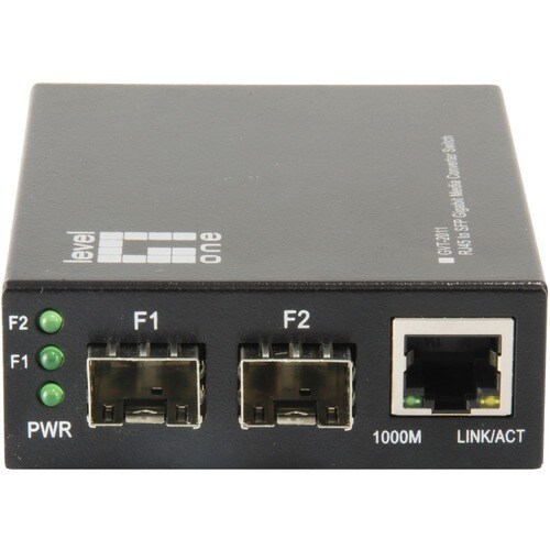 LevelOne RJ45 to SFP Gigabit Media Converter Switch, 2 x SFP, 1 x RJ45 - 1 x Network (RJ-45) - Gigabit Ethernet - 10/100/1