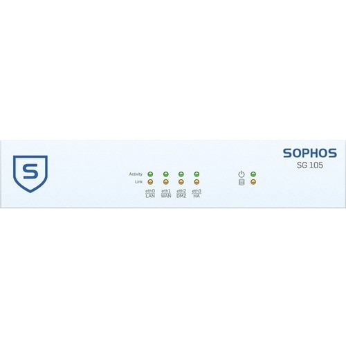 Sophos SG 105 Network Security/Firewall Appliance - 4 Port - 1000Base-T - Gigabit Ethernet - 4 x RJ-45 - 1U - Desktop, Rac