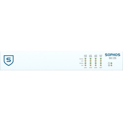 Sophos SG 125 Network Security/Firewall Appliance - 8 Port - 1000Base-T - Gigabit Ethernet - 8 x RJ-45 - 1U - Desktop, Rac