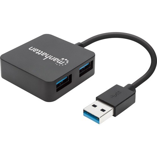 Manhattan USB-A 4-Port Hub, 4x USB-A Ports, 5 Gbps (USB 3.2 Gen1 aka USB 3.0), USB powered (no external power supply requi