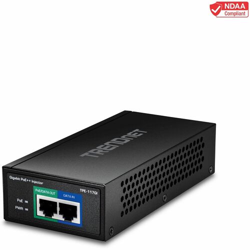 TRENDnet TPE-117GI PoE Injector - TAA Compliant - 120 V AC, 230 V AC Input - 52 V DC, 1.38 A Output - 1 x Gigabit Ethernet