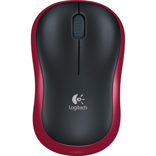 Logitech M185 Maus - Funkfrequenz - USB - Optisch - 3 Taste(n) - Rot, Schwarz - Kabellos - 2,40 GHz - Scroll-Rad - Symmetr