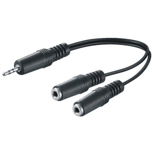 M-CAB 20 cm Klinke Audiokabel für Audiogerät - Zweiter Anschluss: 2 x Mini-phone Stereo Audio - Female - Schwarz