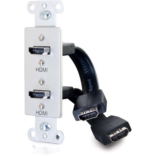 C2G HDMI Pass Through Decorative Wall Plate - Aluminum - Aluminum, Polyvinyl Chloride (PVC) - 2 x HDMI Port(s)