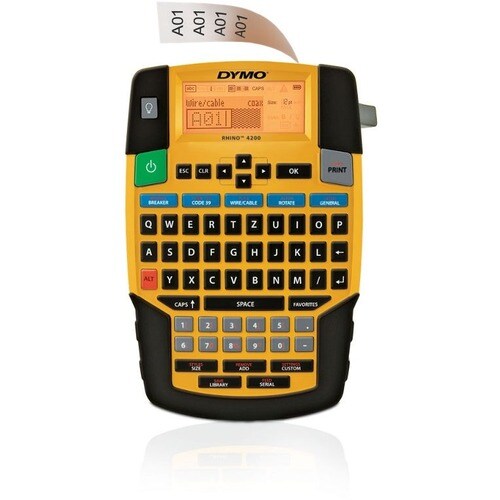 Dymo Rhino Rhino 4200 Electronic Label Maker - Thermal Transfer - Tape, Label6 mm, 9 mm, 12 mm, 19 mm - Battery - 6 Batter