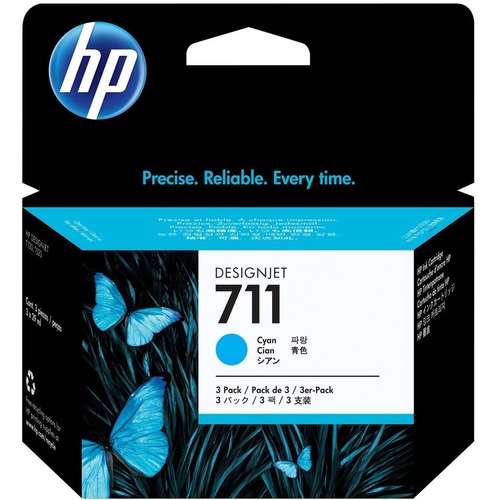 HP 711 Original Inkjet Ink Cartridge - Tri-pack - Cyan - 3 / Pack - Inkjet - 3 / Pack