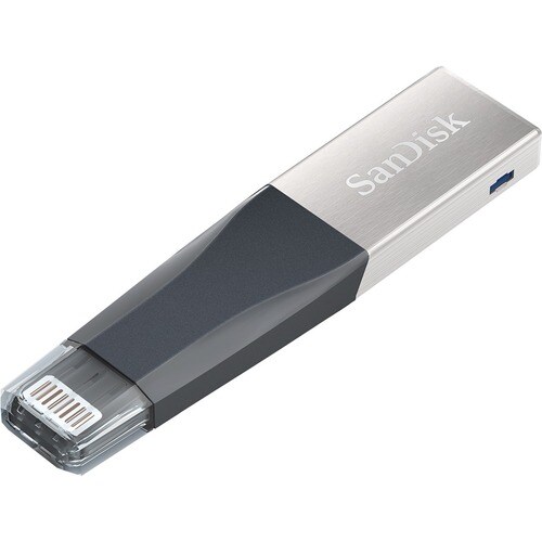 SanDisk 16GB iXpand Mini USB 3.0 Flash Drive - 16 GB - Lightning, USB 3.0 - Black, Silver