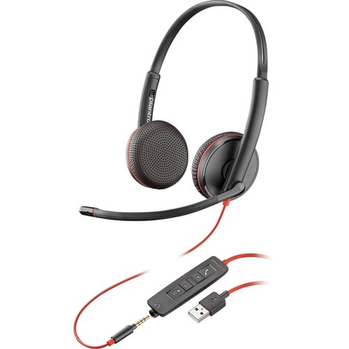 Plantronics Blackwire C3225 Headset - Stereo - USB Type A, Mini-phone (3.5mm) - Wired - 20 Hz - 20 kHz - Over-the-head - B