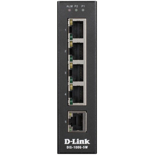 D-Link DIS-100G DIS-100G-5W 5 Ports Ethernet Switch - 2 Layer Supported - Twisted Pair - Desktop, DIN Rail Mountable, Wall