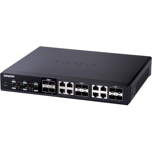 Conmutador Ethernet QNAP  QSW-1208-8C 8 - 10 Gigabit Ethernet - 2 Capa compatible - Modular - Fibra Óptica, Par trenzado -