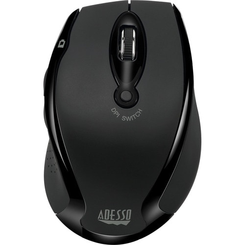 Adesso iMouse M20B - Wireless Ergonomic Optical Mouse - Optical - Wireless - 30 ft - Radio Frequency - 2.40 GHz - Black - 